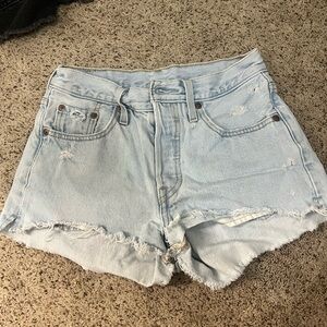Light Blue Distressed Denim Shorts